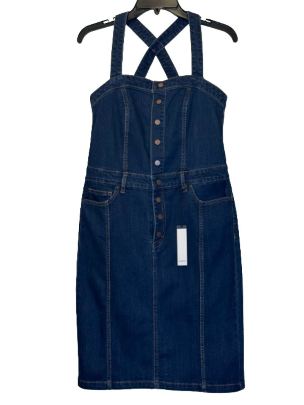 Women's Dark Denim Overall Dress Size L